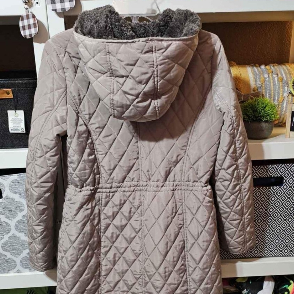 Michael Kors Womens Quilted long fitted Jacket